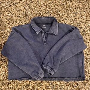 Aerie brand cropped Henley sweatshirt